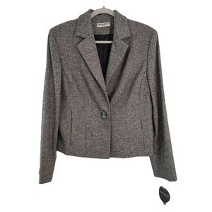 NEW Valerie Stevens Blazer Woolmark Blend Gray One Button Jacket Women's size 10